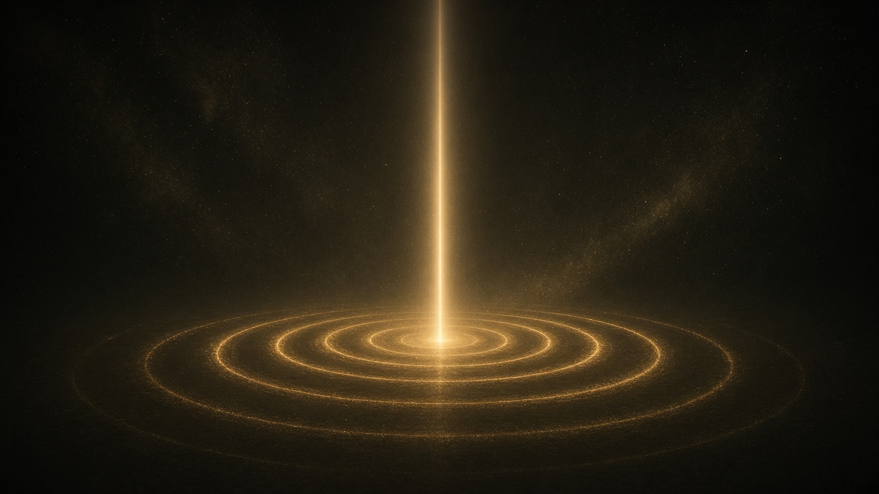 Gold sound rings around a vertical beam of light